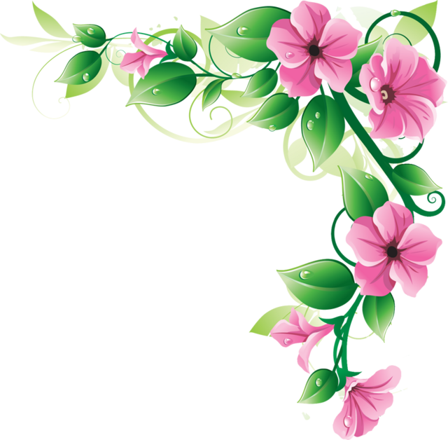 Flower Border Vector Png Free Download (black, plum, pink, green)