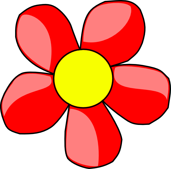 Flower Cartoon Png Clipart (black, red, salmon, yellow)