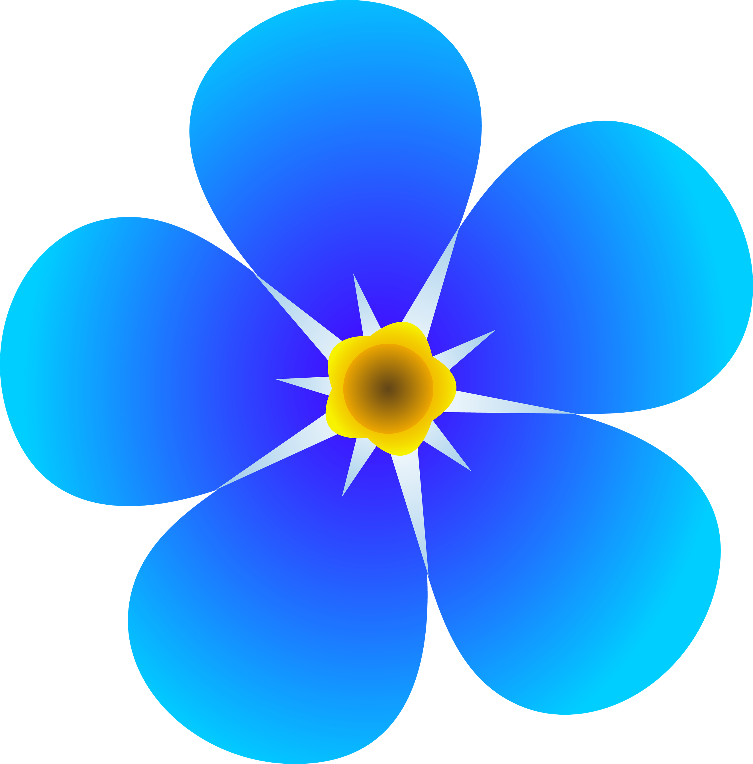 Flower Cartoon Png File (black, greenish blue, blue)