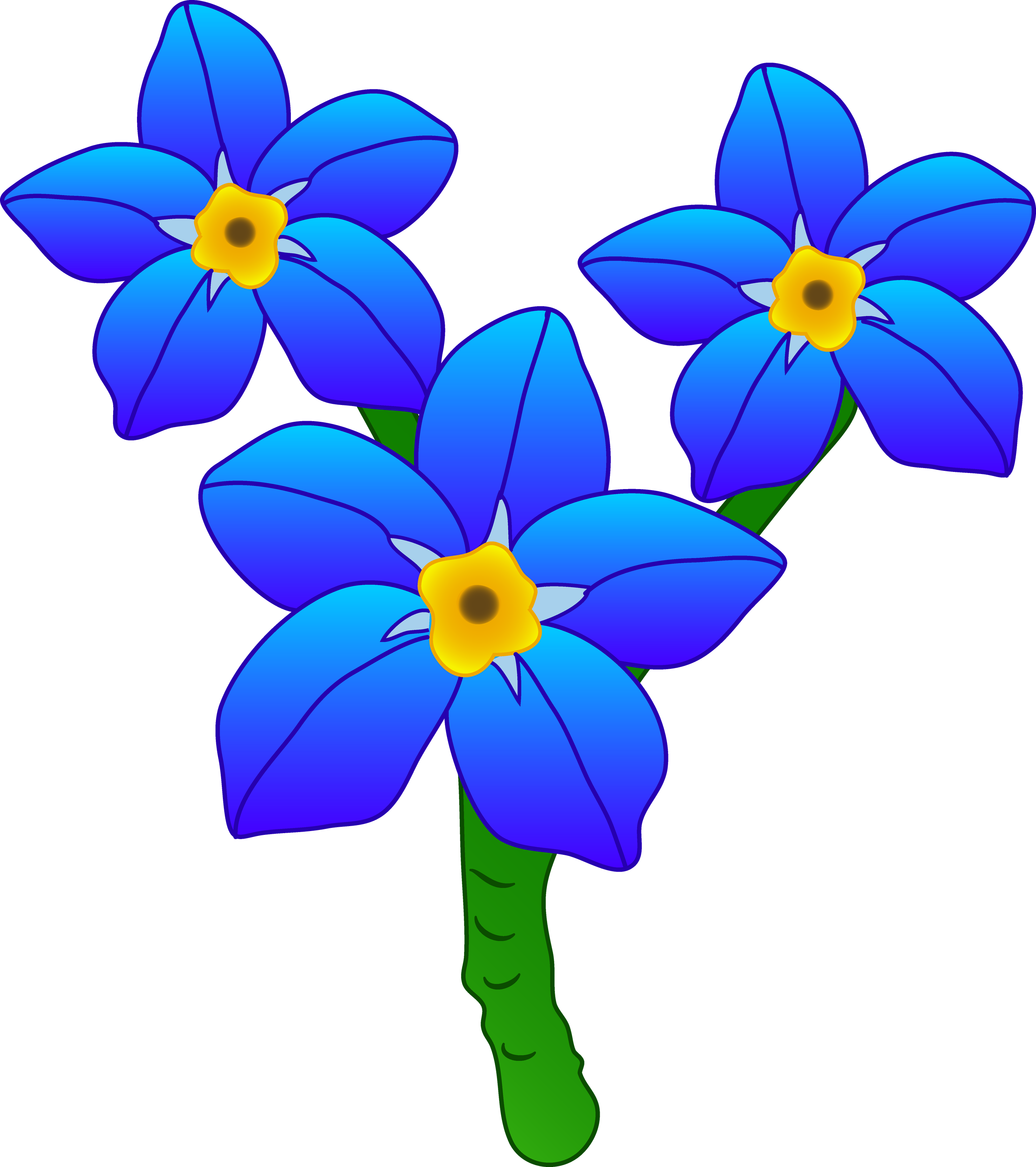 Flower Cartoon Png Pic (black, blue)