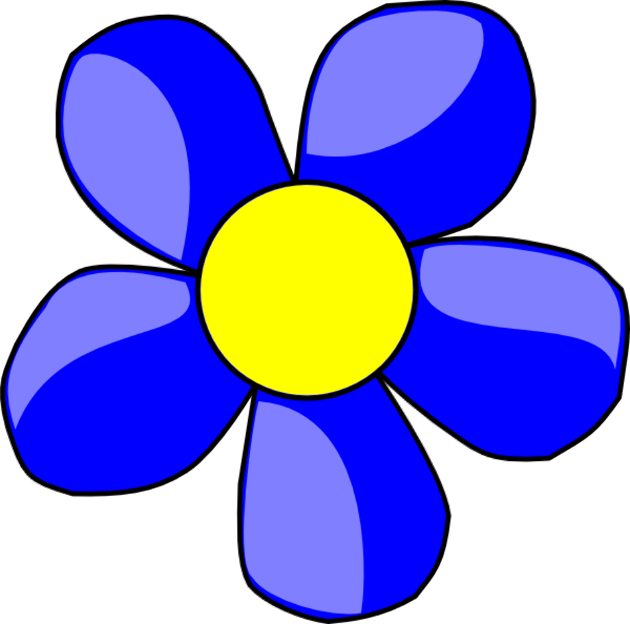 Flower Cartoon Transparent Png (black, plum, yellow, blue)