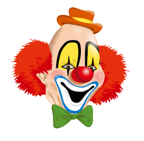 Clown Png File (pink, black, white, gold, red)