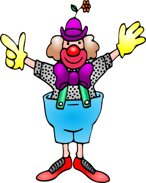 Clown Png Pic (greenish blue, gray, white, purple, red)