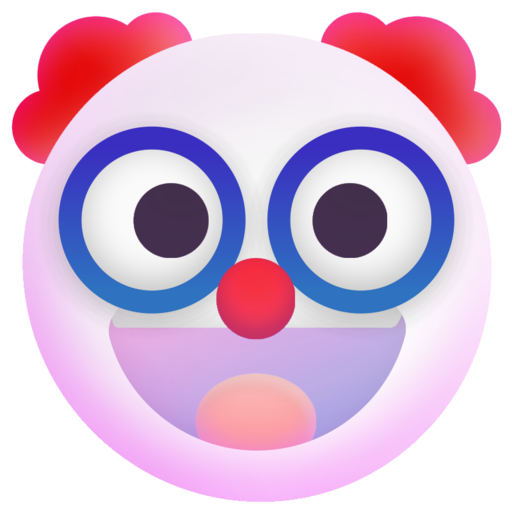 Clown Face Free Png Icon (lavender, indigo, teal, black, white)