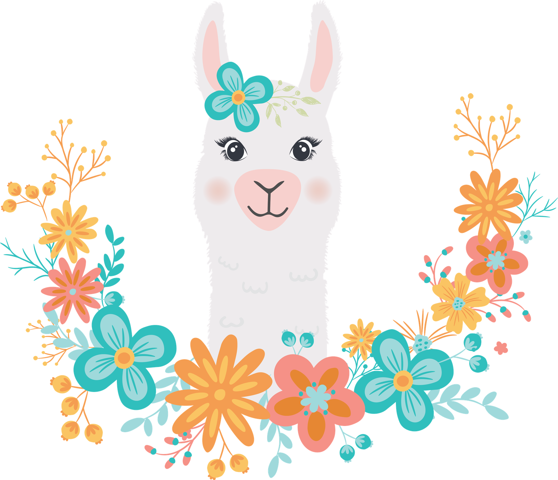 Alpaca Png Clipart (white, pink, lavender, black)