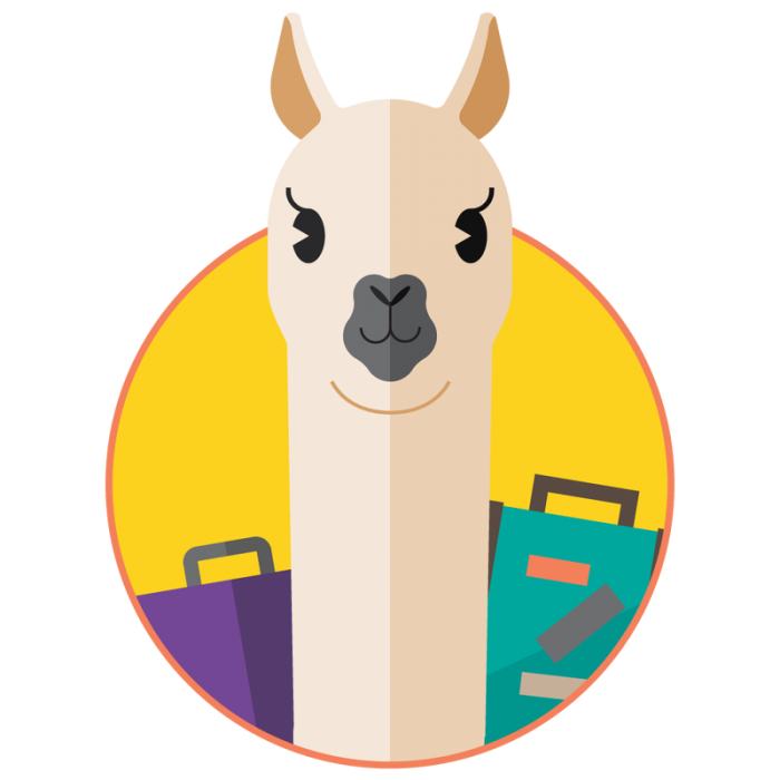 Alpaca Png Image (teal, black, gold, beige, pink)