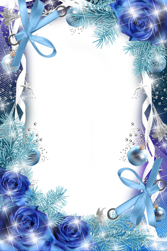 Blue Christmas Frame Transparent Background (white, black)