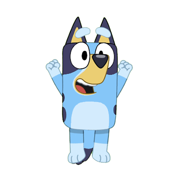 Bluey Dog Transparent Background (white, black, silver, lavender, salmon)