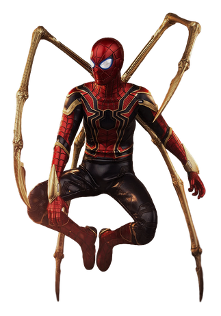 Flying Iron Spiderman Transparent Background (black)