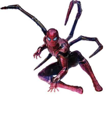 Flying Iron Spiderman Transparent Png (black)