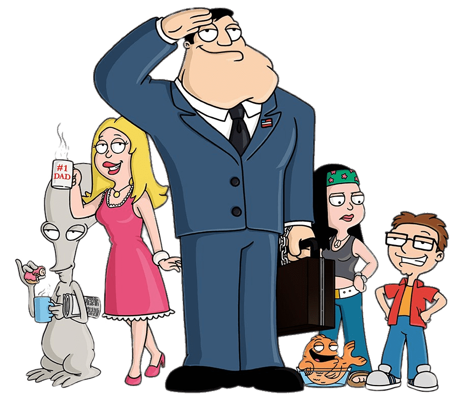 American Dad Png Clipart (teal, black, pink, salmon, gray)