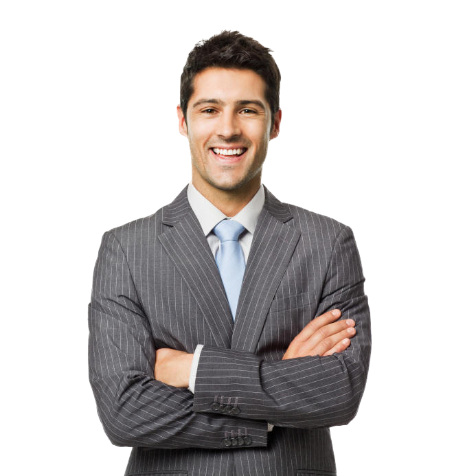 Smiling Business Man Standing Png Image (white, gray)