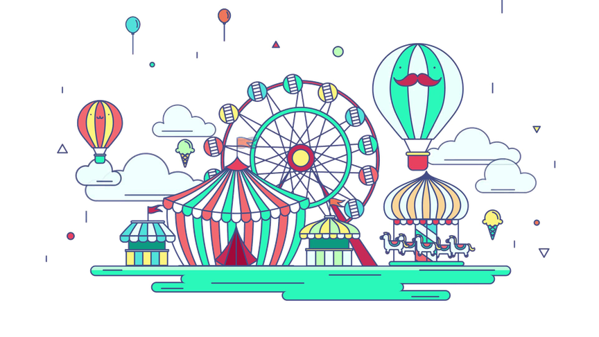 Amusement Park Background Png (white, greenish blue, black, gray)