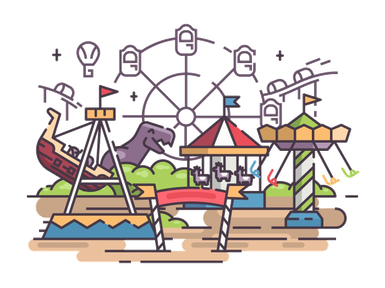 Amusement Park Png Photo (pink, black, gray, silver)