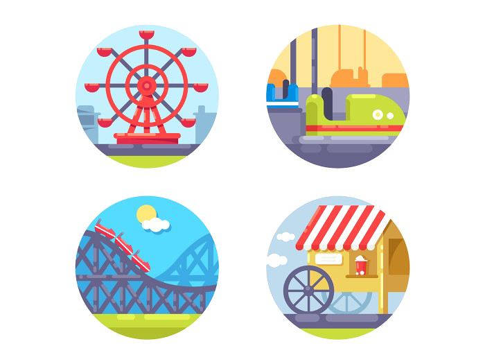 Amusement Park Png Picture (white, pink, lavender, greenish blue)