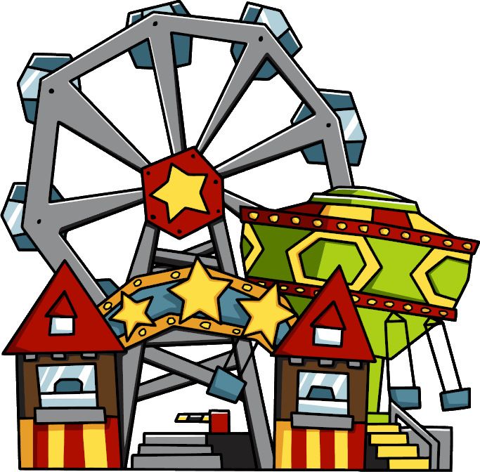 Amusement Park Transparent Background (white, maroon, gray, gold)