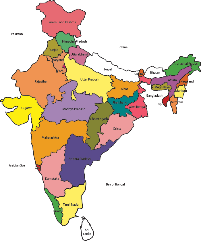 India Map Png Pic (gray, black, salmon, white, orange)