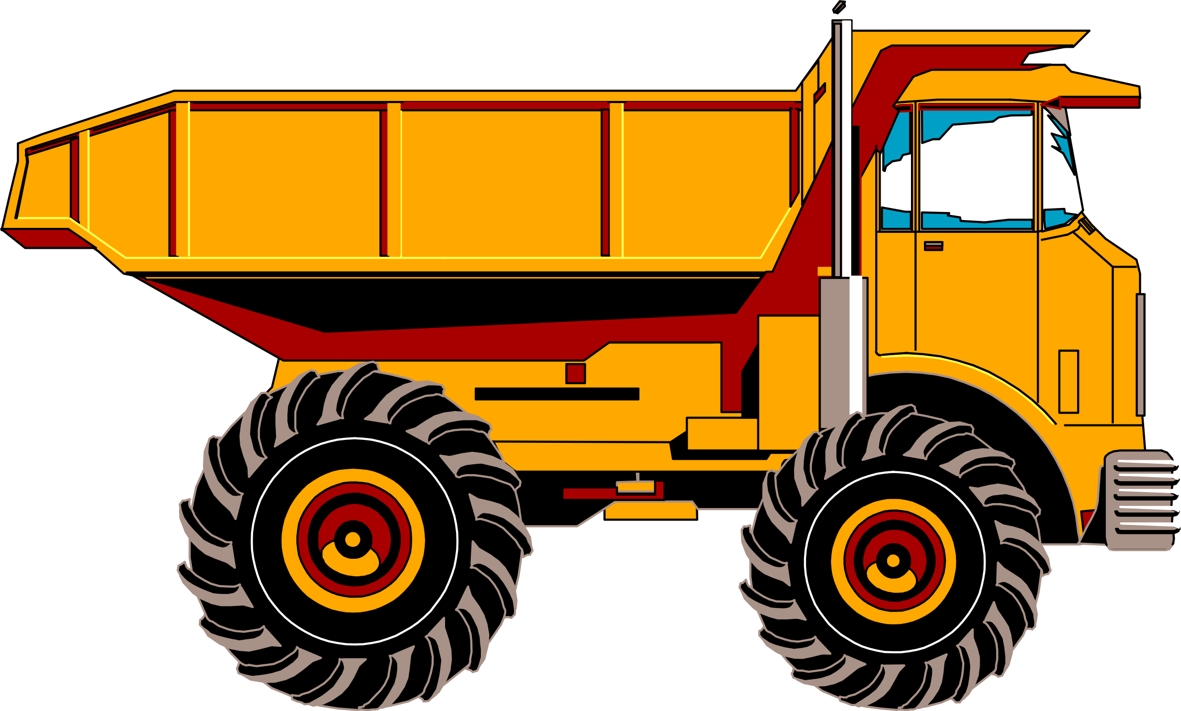 Industrial Dump Truck Png File (black, white, orange)