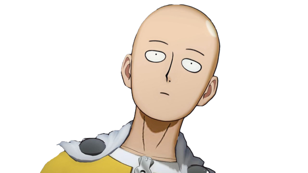 One Punch Man Saitama Transparent Background (pink, silver, white)