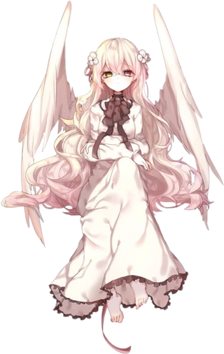 Angel Anime Girl Transparent Png (white, black)