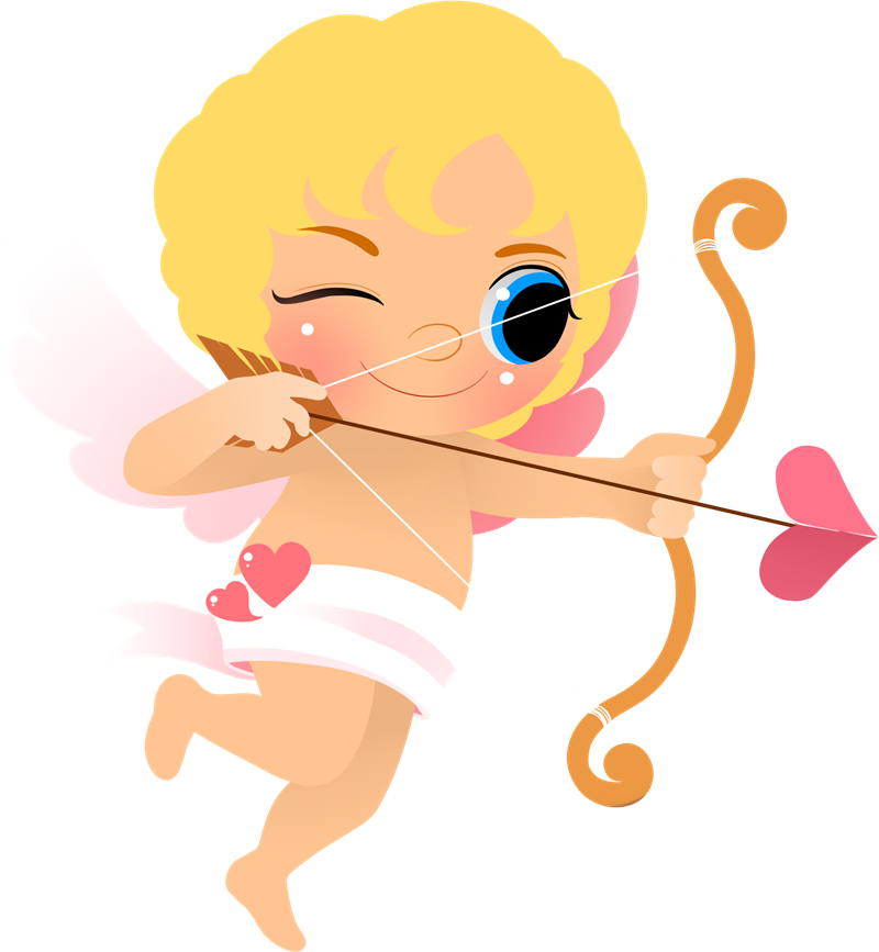 Angel Valentines Day Cupid Png Transparent Image (white, salmon, black, pink)