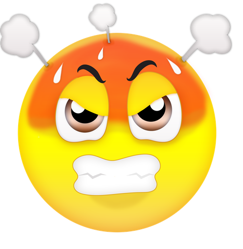 Angry Emoji Png Image (white, lavender, black, yellow)