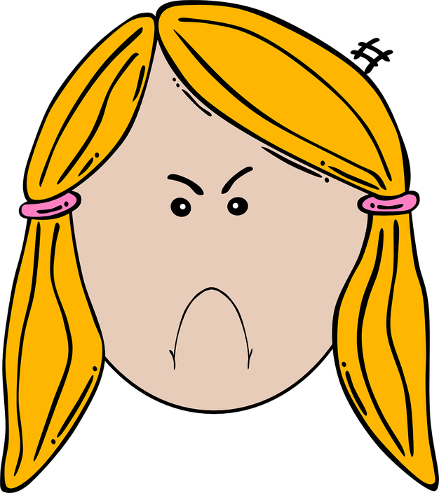 Angry Girl Png Isolated Photo (black, orange, pink)