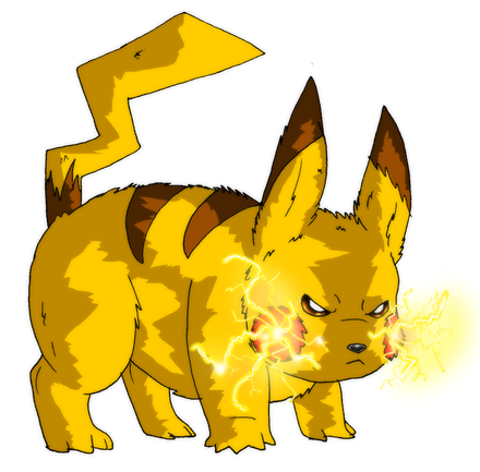 Angry Pikachu Png Image (chocolate, black, gold)