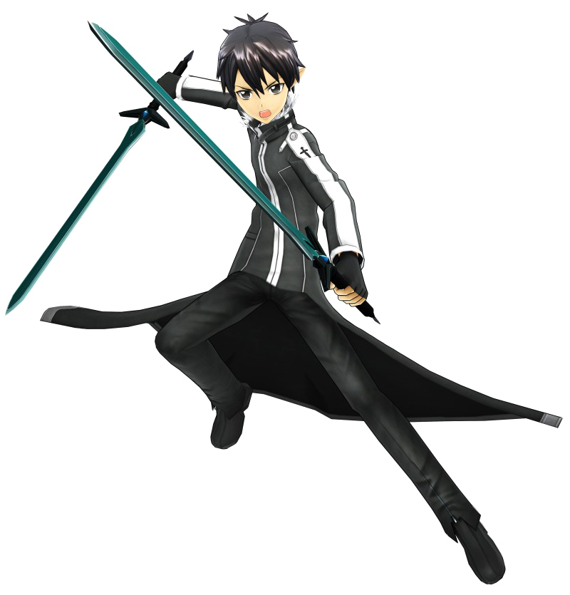 Anime Boy Kirito Png File (white, black)