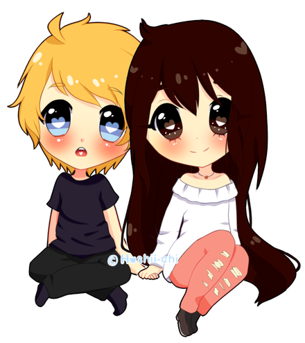 Anime Couple Love Png Clipart (white, salmon, black)