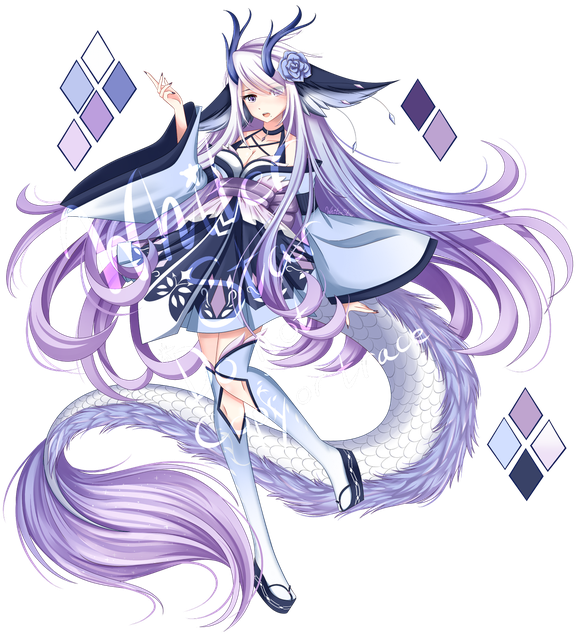 Anime Dragon Transparent Png (white, lavender, black)