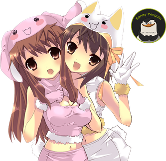 Anime Friends Png (white, black, plum, pink, lavender)