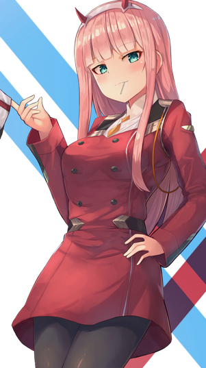 Anime Girl Zero Two Png Transparent Image (black, silver, indigo, chocolate)