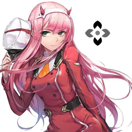 Anime Girl Zero Two Transparent Background (salmon, black, gray, white)