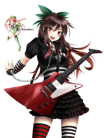 Anime Guitar Girl Png File (black)