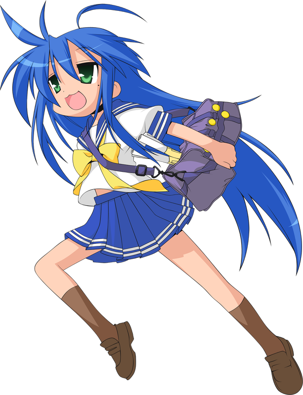 Anime Konata Izumi Transparent Background (gray, pink, black, white, teal)