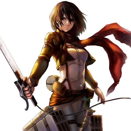 Anime Mikasa Transparent Background (white, black)