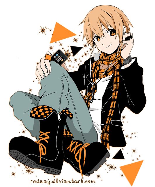 Anime With Headphone Png (white, black, silver, orange, gray)