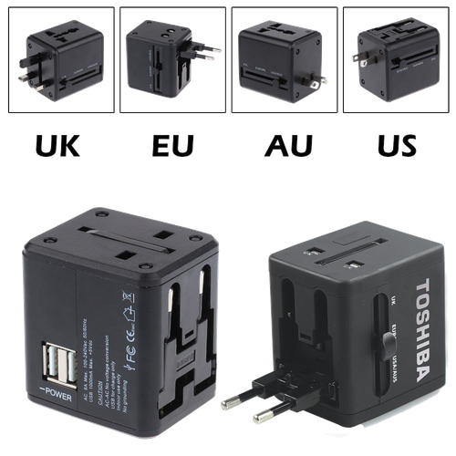 Universal Travel Adapter Png Image (indigo, black)