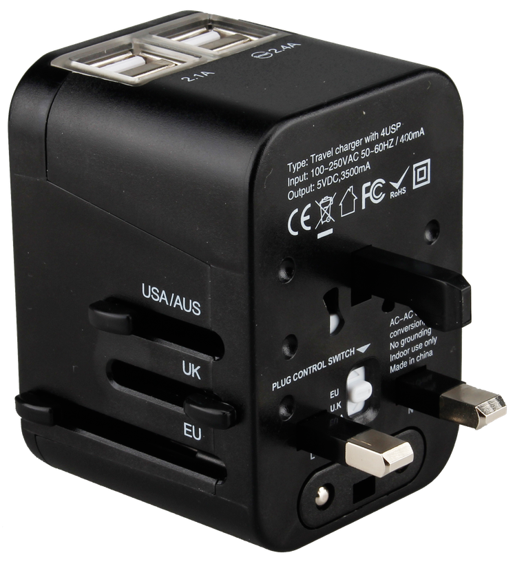 Universal Travel Adapter Png Pic (indigo, black)