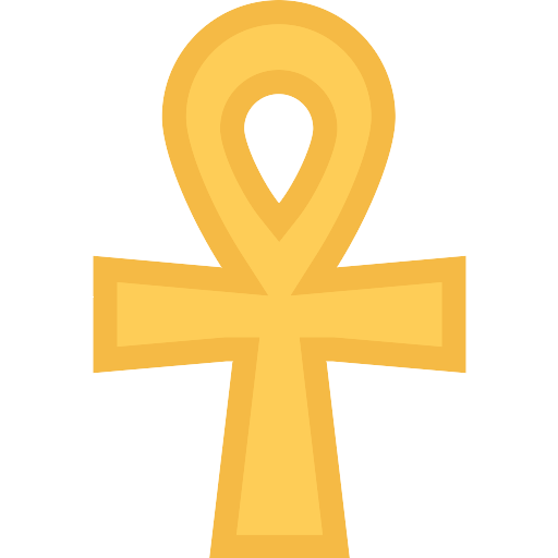 Ankh Transparent Background (salmon, orange, black, gold)