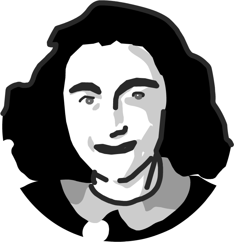 Anne Frank Png Pic (white, black, gray, silver)