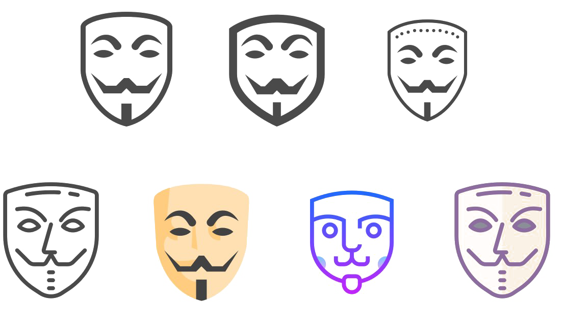 Anonymous Mask Png Transparent Background (white, silver, pink, lavender, gray)