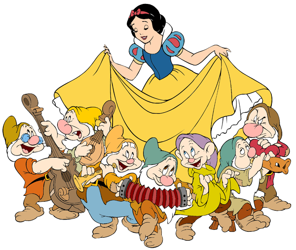 Snow White And The Seven Dwarfs Png Transparent (black, gold, silver, white)