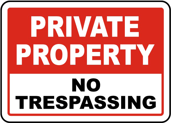 No Trespassing Sign Png Pic (red, indigo, silver, black, white)