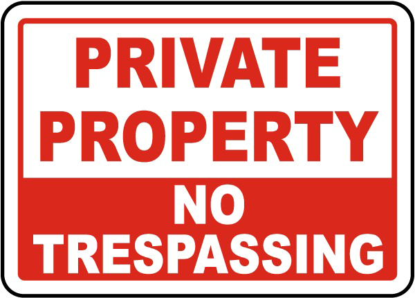 No Trespassing Sign Png Transparent Image (red, indigo, lavender, black, white)