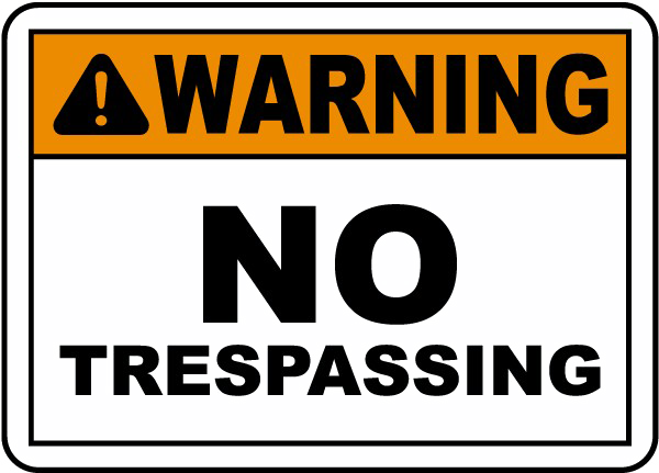 No Trespassing Sign Transparent Background (indigo, silver, lavender, black, white)