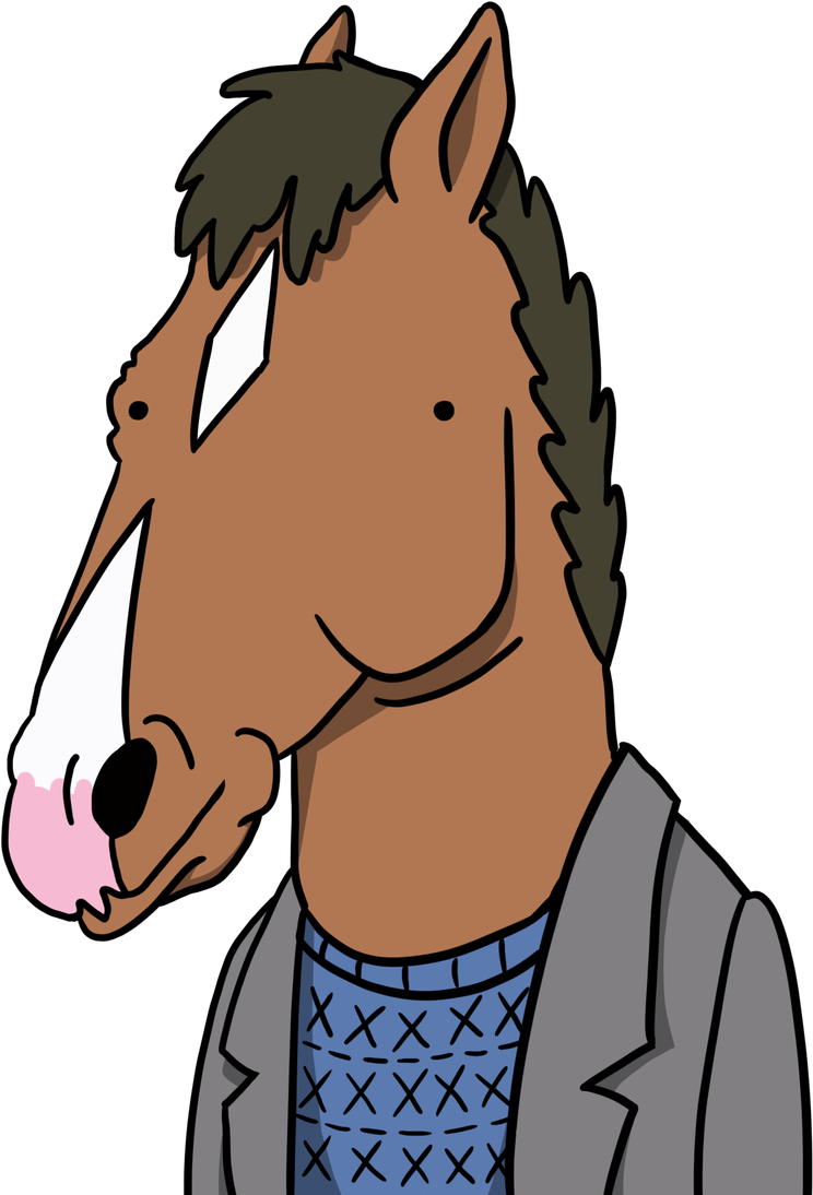 Bojack Horseman Png Isolated Image (white, black, gray, chocolate, olive)