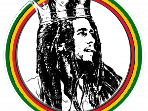 Bob Marley Art Png 300X225 (black, white)