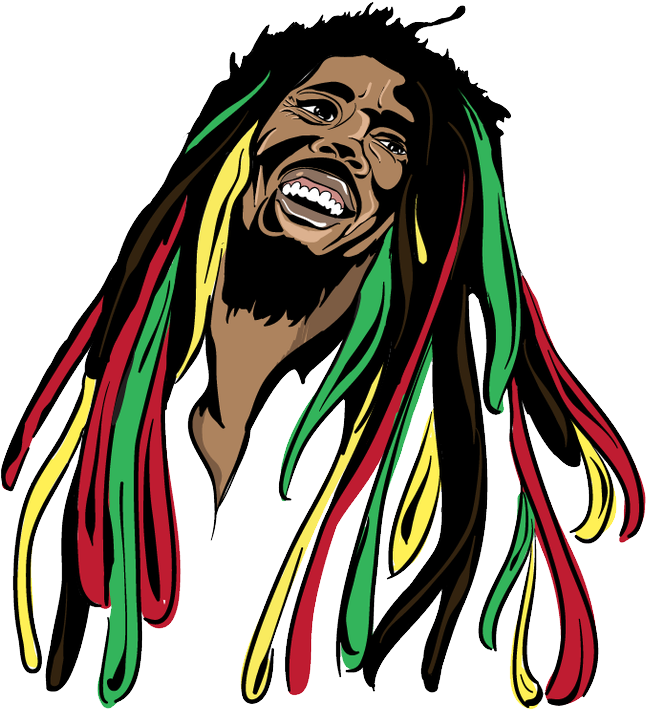 Bob Marley Art Png Image (black, gray)